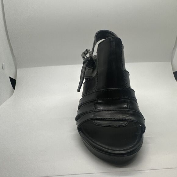 NINE WEST  Black Ankled Strap Healed Sandals Size 5 1/2 Buckle - Picture 11 of 16